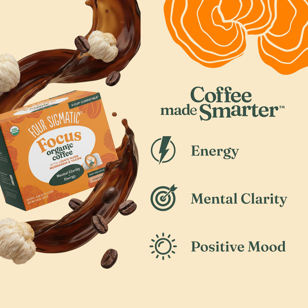 Opened Four Sigmatic K-Cup revealing spray-dried instant coffee powder benefit