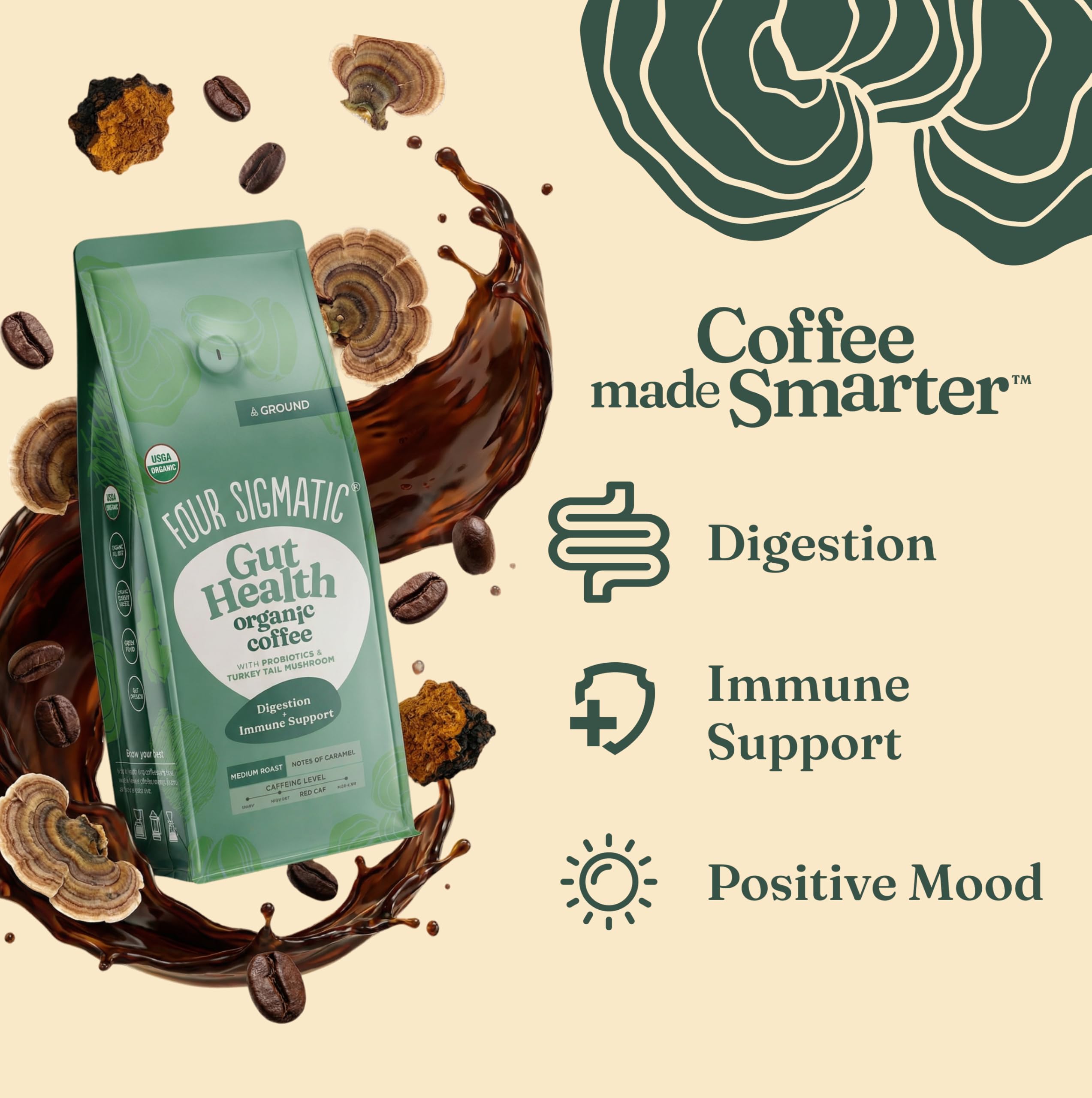 Four Sigmatic in a bright kitchen lifestyle scene for easy mornings