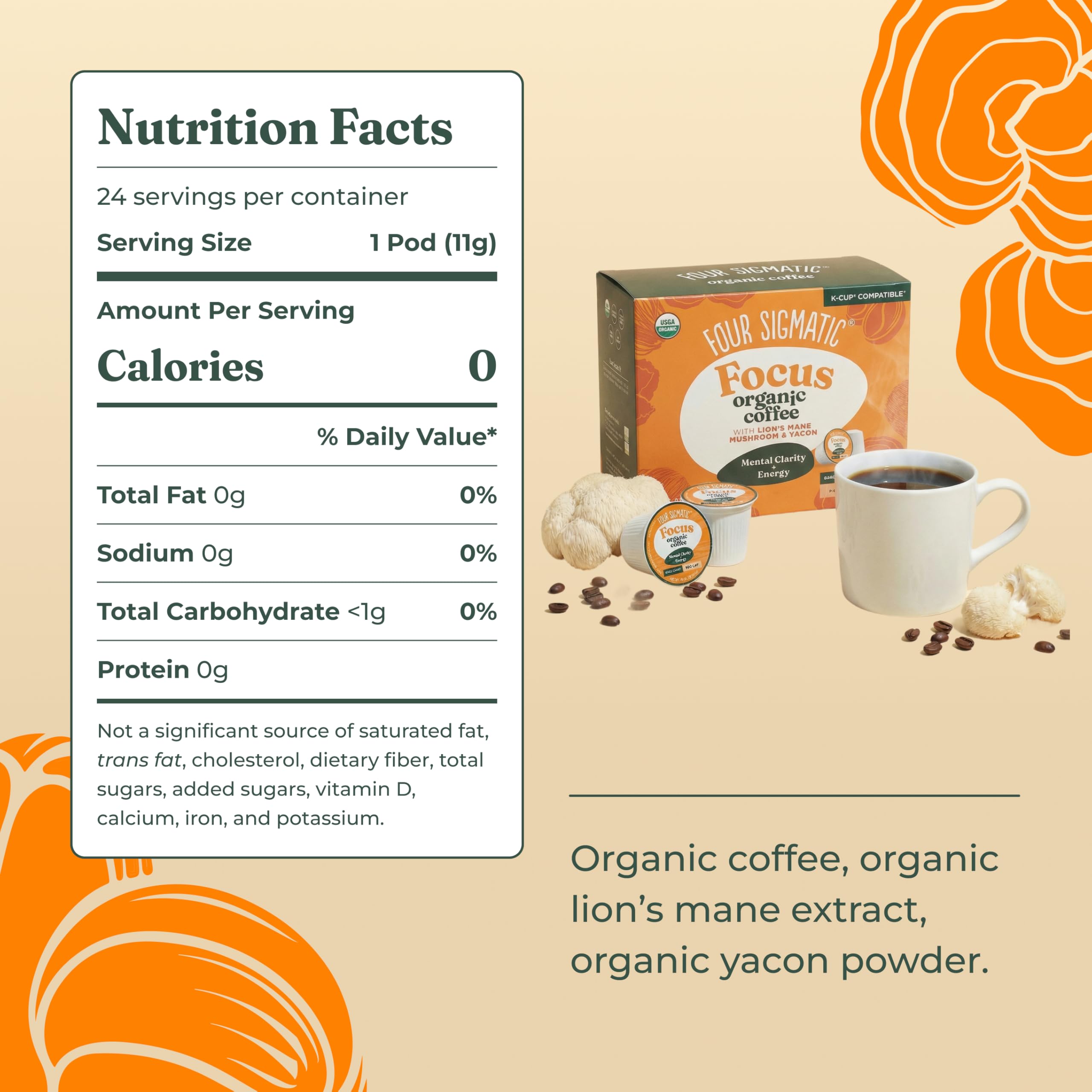 Four Sigmatic pod surface close-up highlighting smooth texture and freshness