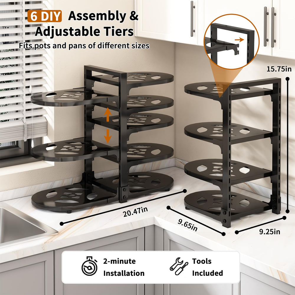 Fovkdcvw organizer inside cabinet filled with pots and pans for easy access benefit