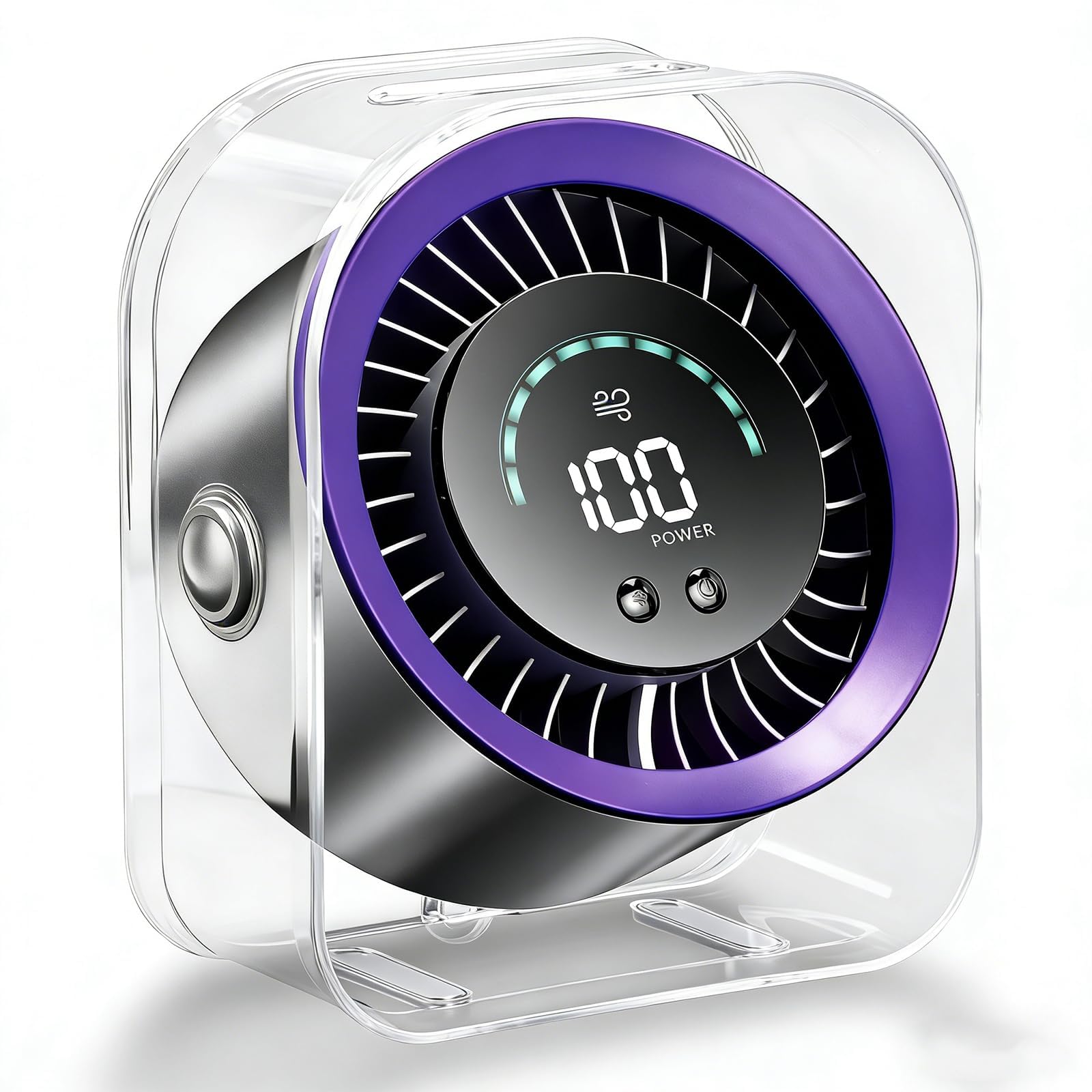 FOWSEEK front view small desk fan showing compact design and powerful airflow