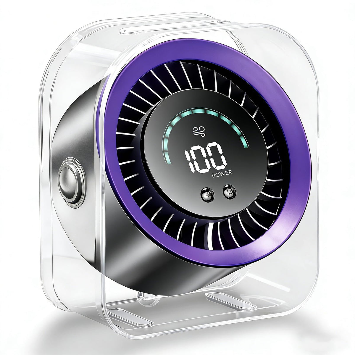 FOWSEEK front view small desk fan showing compact design and powerful airflow