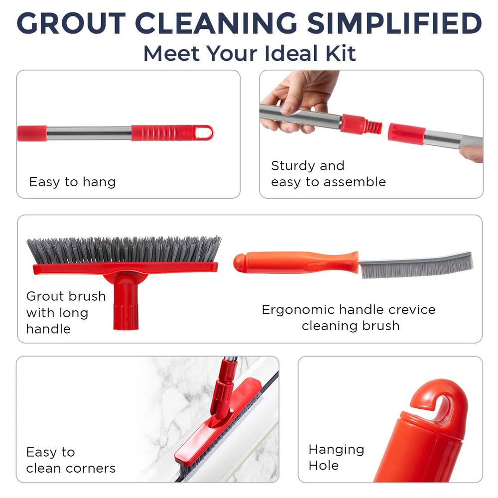 Fox Trot collapsed handle stored compactly to save space and keep cleaning tools organized