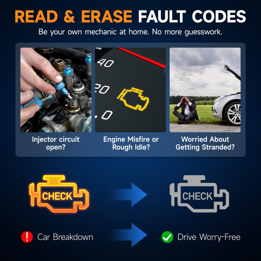 FOXWELL NT301 plugged into vehicle DLC demonstrating instant diagnostics benefit
