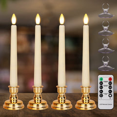 FPOO ivory taper candles front view showing safe flameless glow