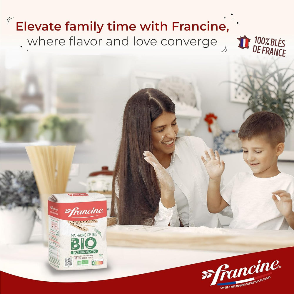 Francine flour close-up texture revealing fine milling for smooth doughs