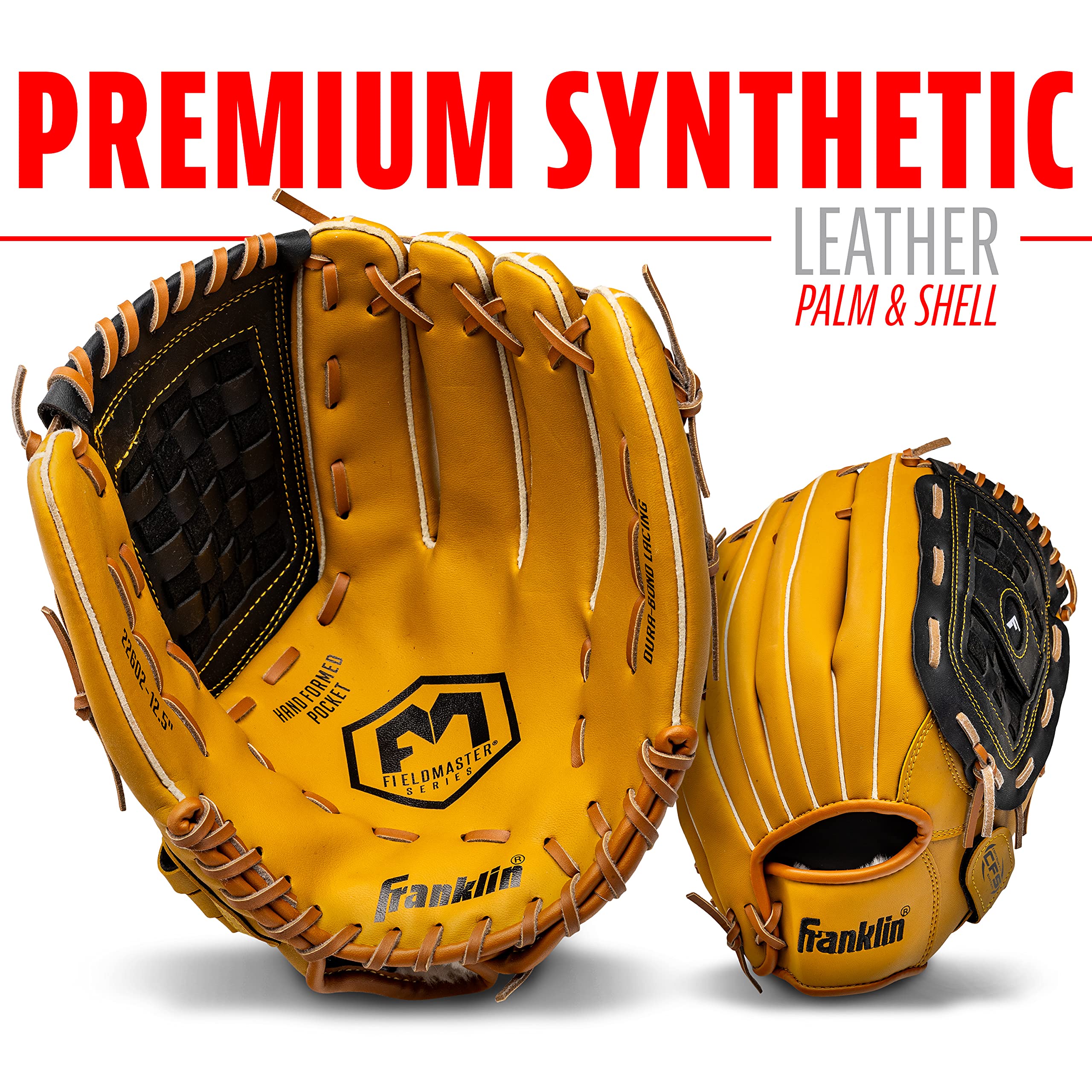 Franklin Sports webbing close-up showing reinforced stitching for durability