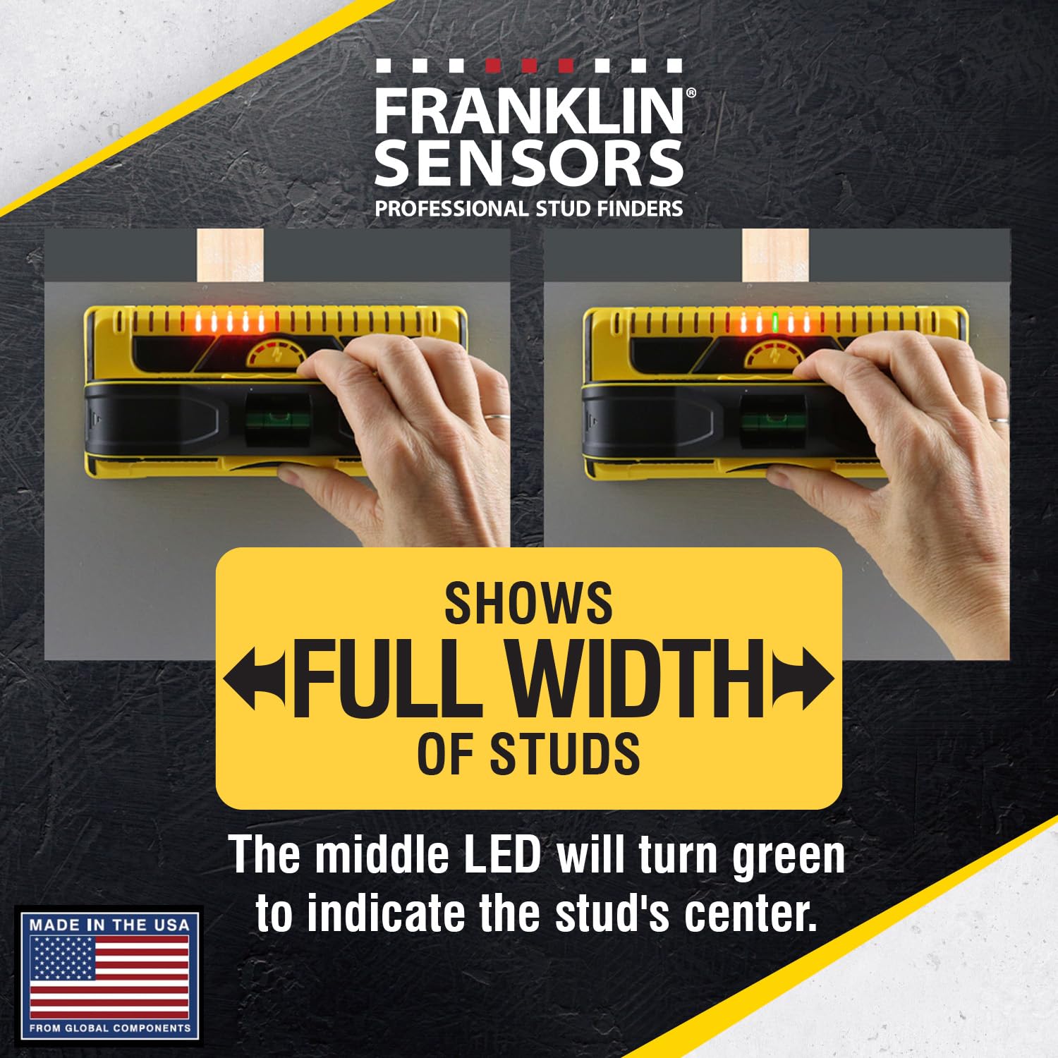 Franklin Sensors close-up of M210 LED array highlighting precise stud center and edges