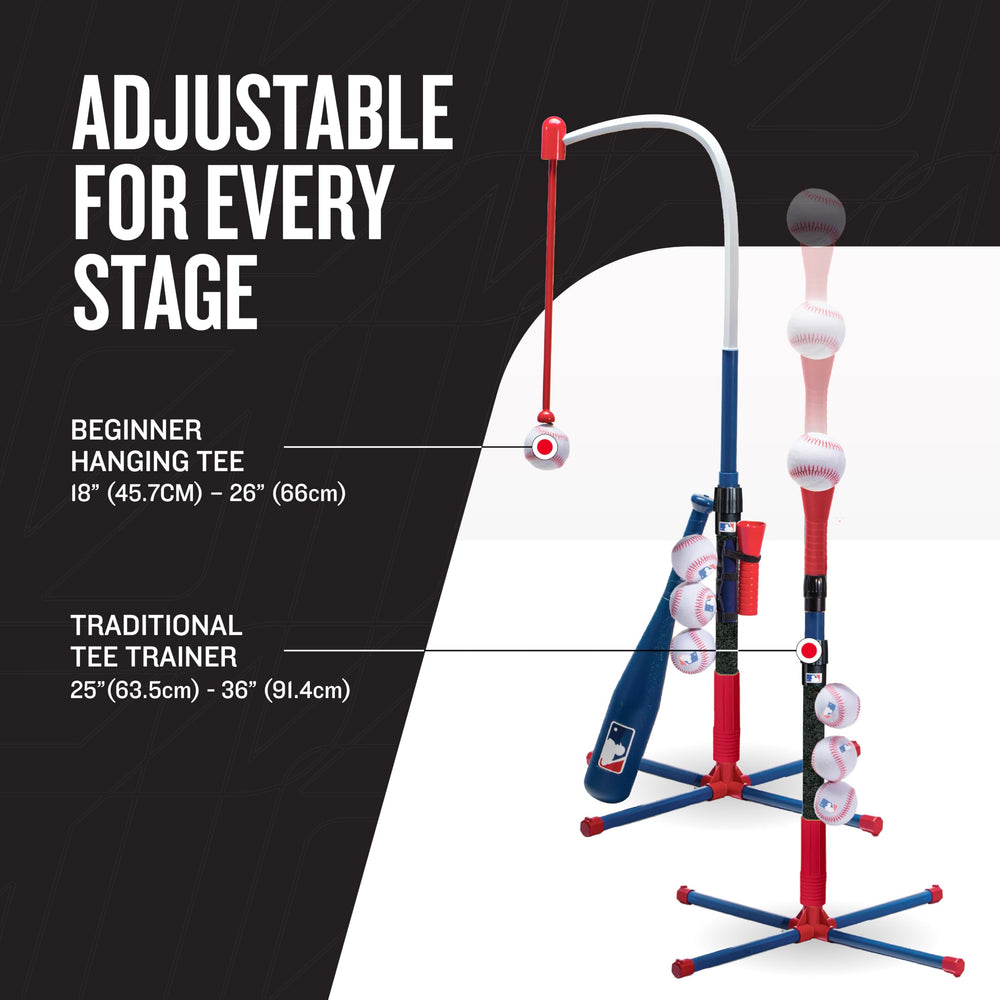 Franklin Sports traditional tee adjusted to taller height, enabling realistic hitting practice