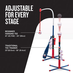 Franklin Sports traditional tee adjusted to taller height, enabling realistic hitting practice