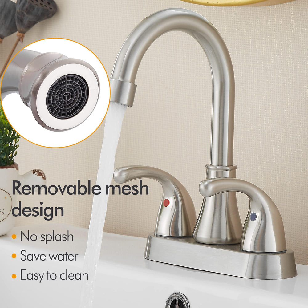 Fransiton aerator detail shows removable feature that saves water and reduces splash