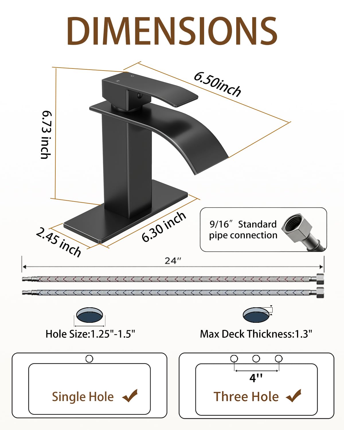 Fransiton deck plate with supply lines displayed for easy 1- or 3-hole installation