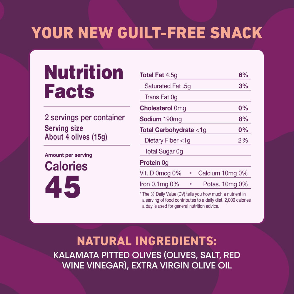 Freestyle Snacks open pouch with olives ready to eat, offering portable convenience