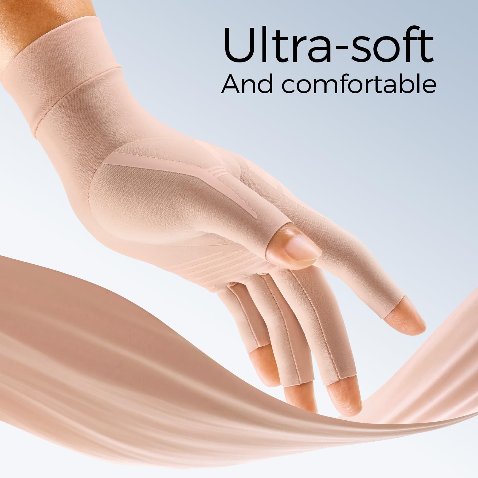 FREETOO gloves worn while typing showing maintained dexterity and grip