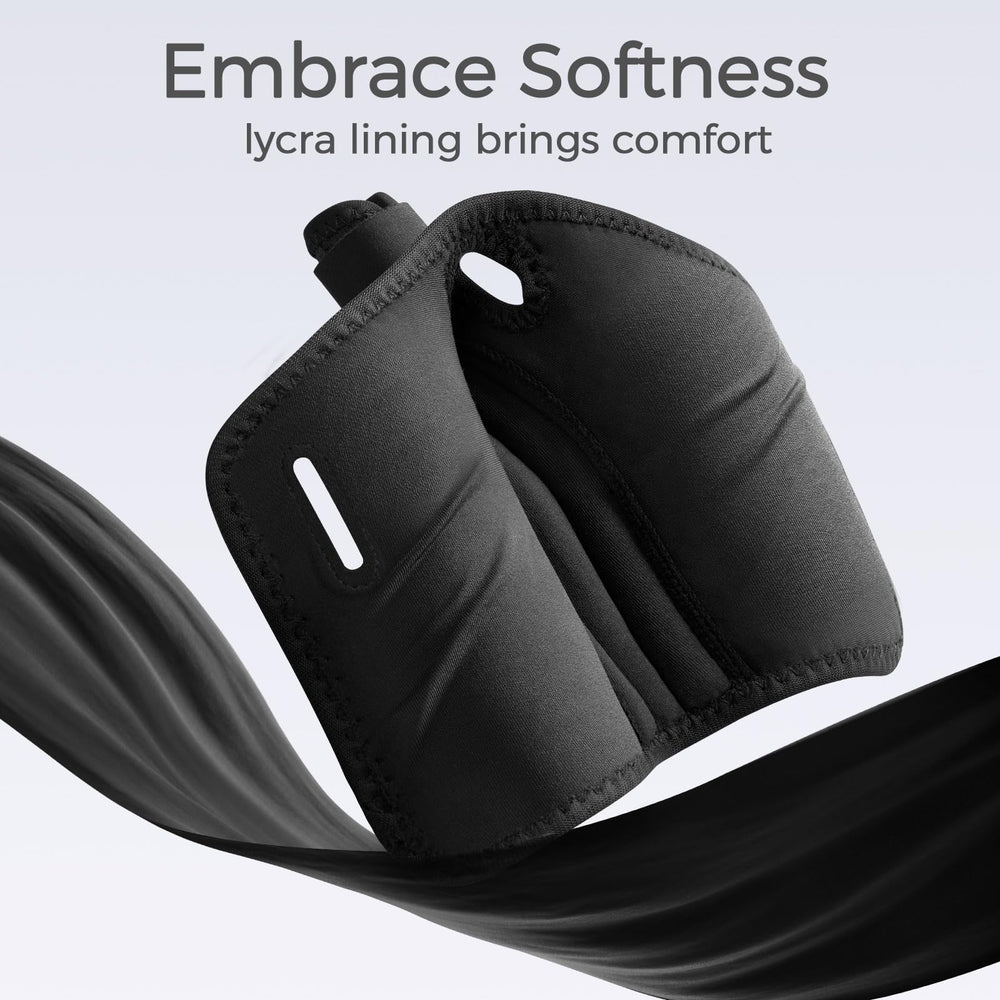 FREETOO brace worn while typing demonstrating mobility and support benefit