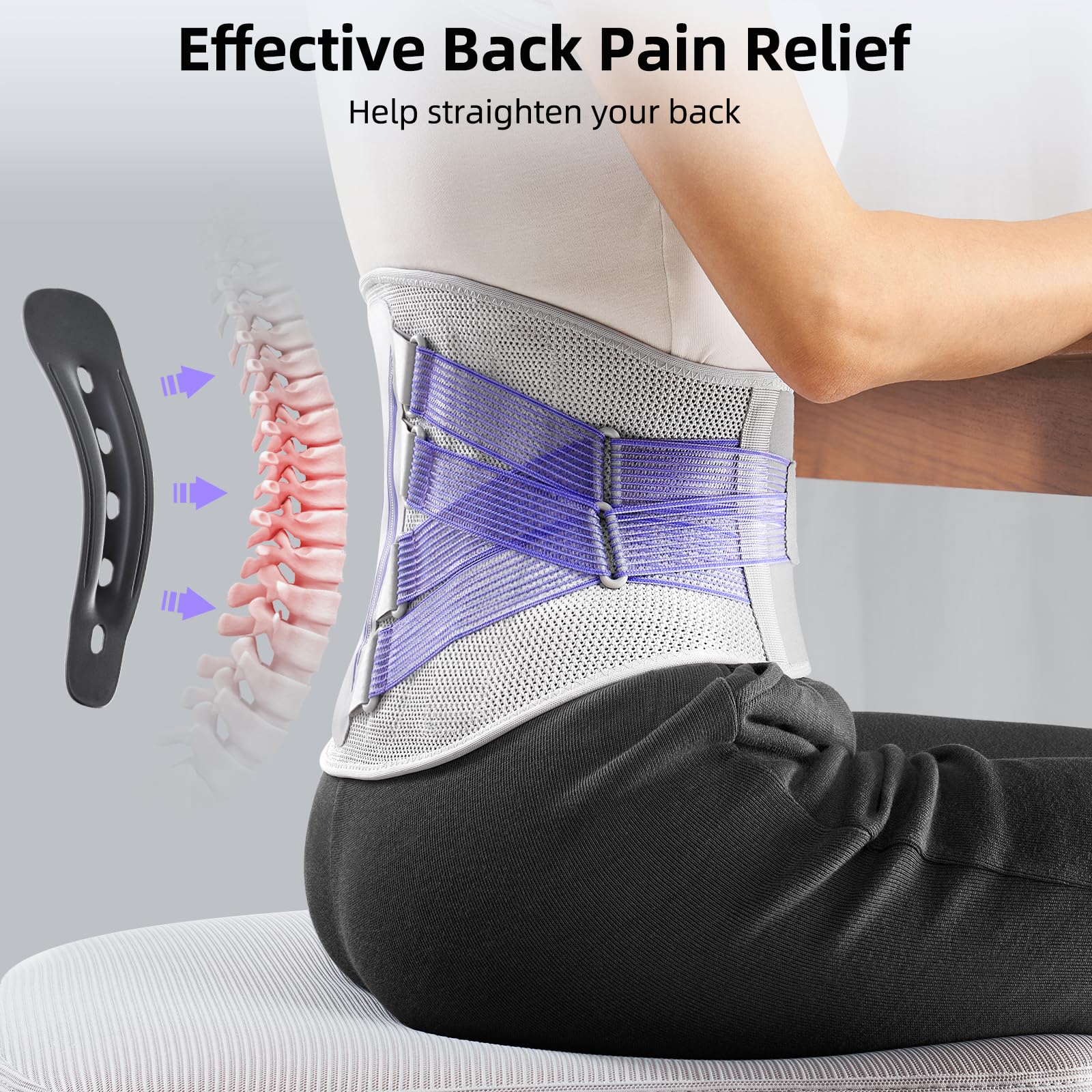 FREETOO removable lumbar pad detail showing customizable cushioning