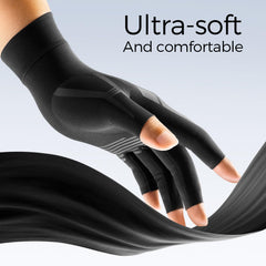 FREETOO glove worn while typing demonstrates improved comfort during tasks