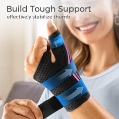 FREETOO wrist strap detail demonstrating adjustable compression benefit