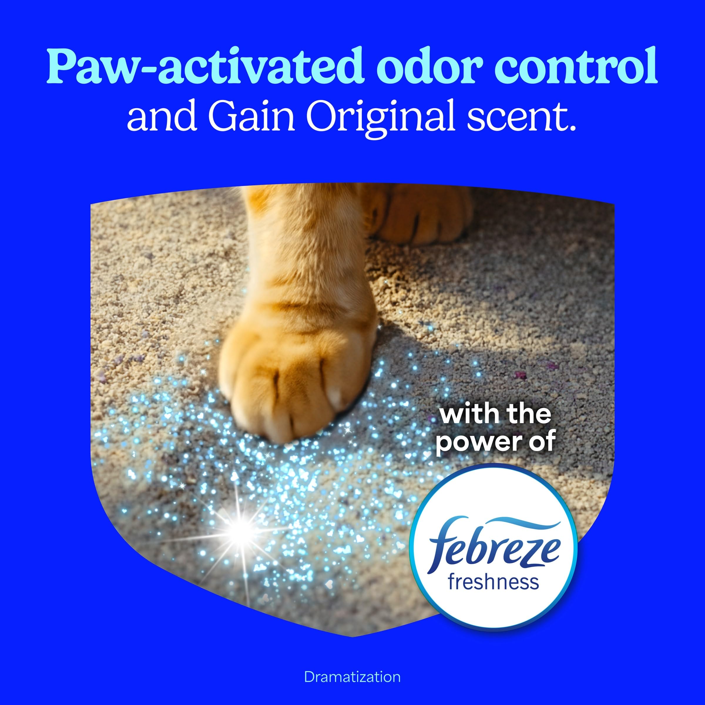 Fresh Step activated charcoal particles close-up highlighting odor neutralization benefit