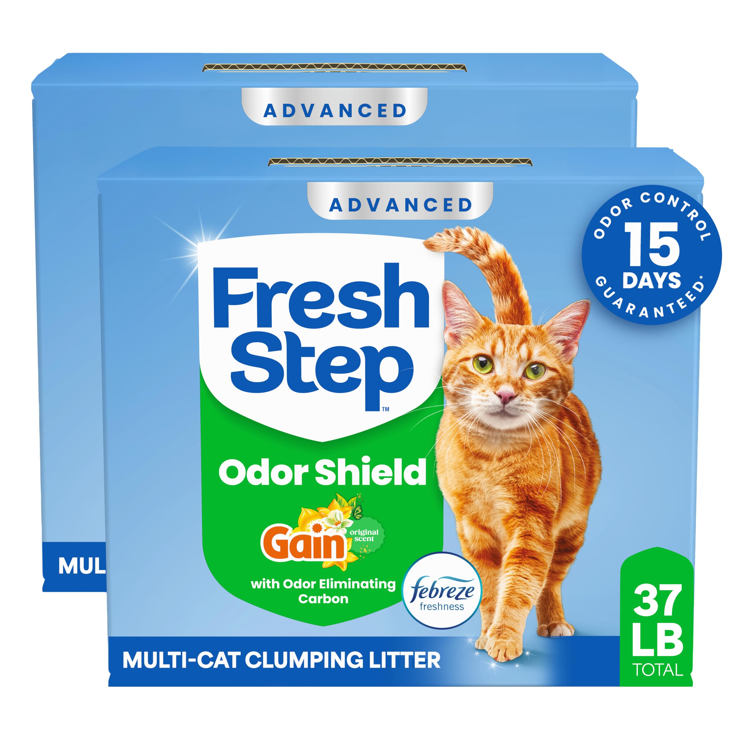 Fresh Step front packaging two-pack showing product and weight benefit freshness
