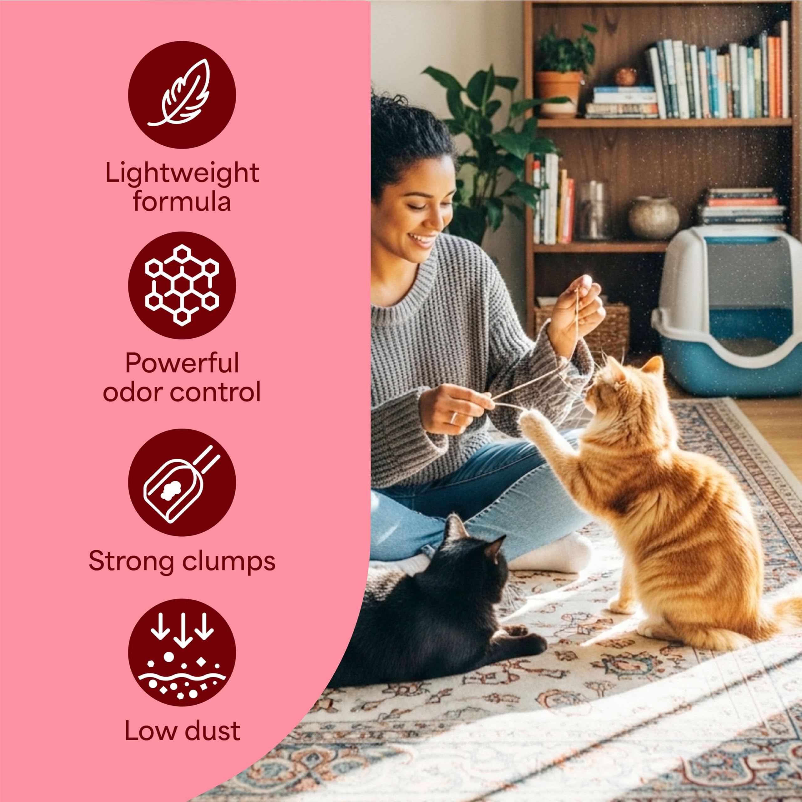 Cat paws on litter illustrating paw-activated Febreze freshness release