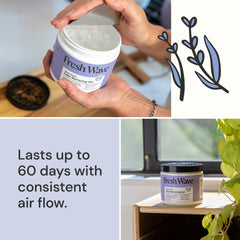Fresh Wave jar placed on bathroom counter controlling odors and keeping space fresh