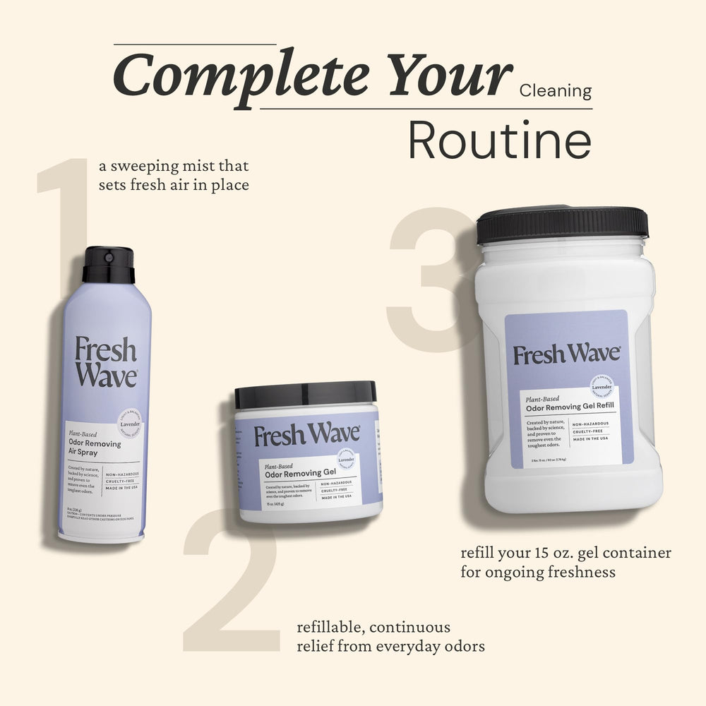Fresh Wave label close-up showing ingredients list and EPA Safer Choice certification