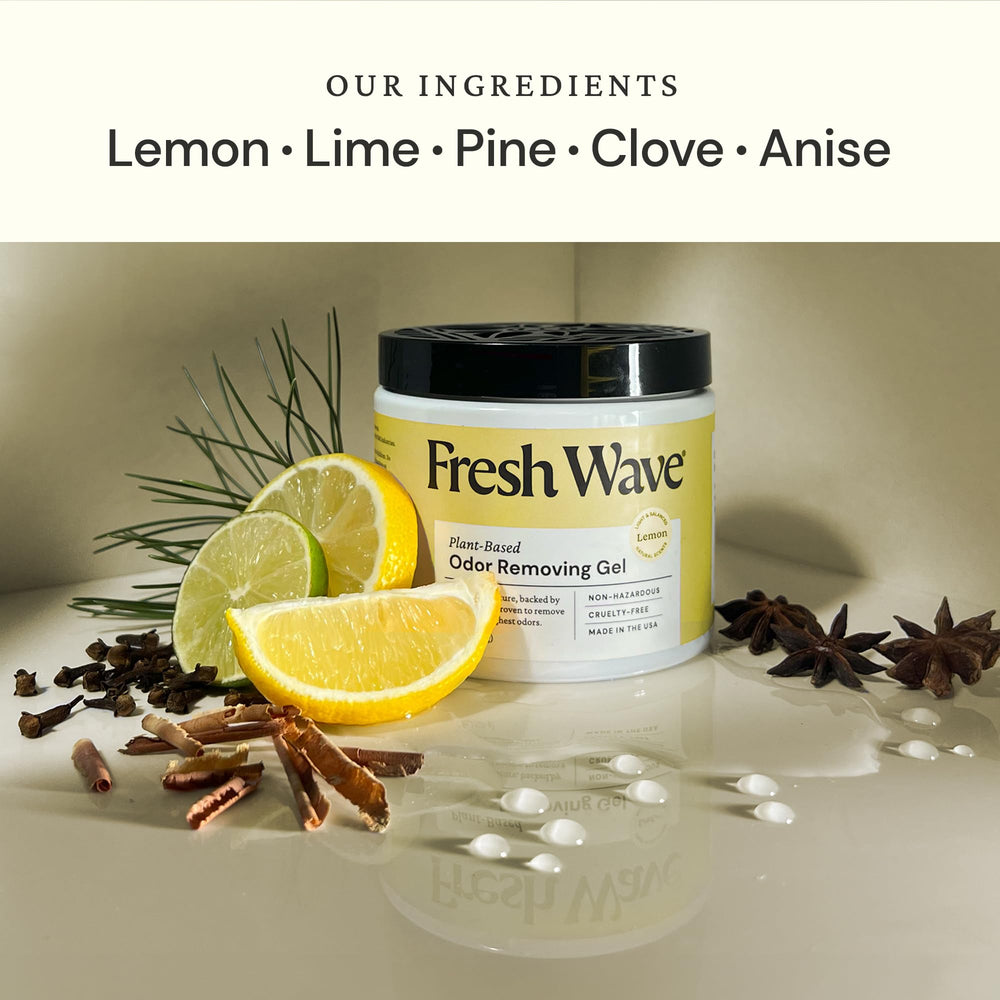 Fresh Wave open jar revealing gel texture and odor-absorbing clarity