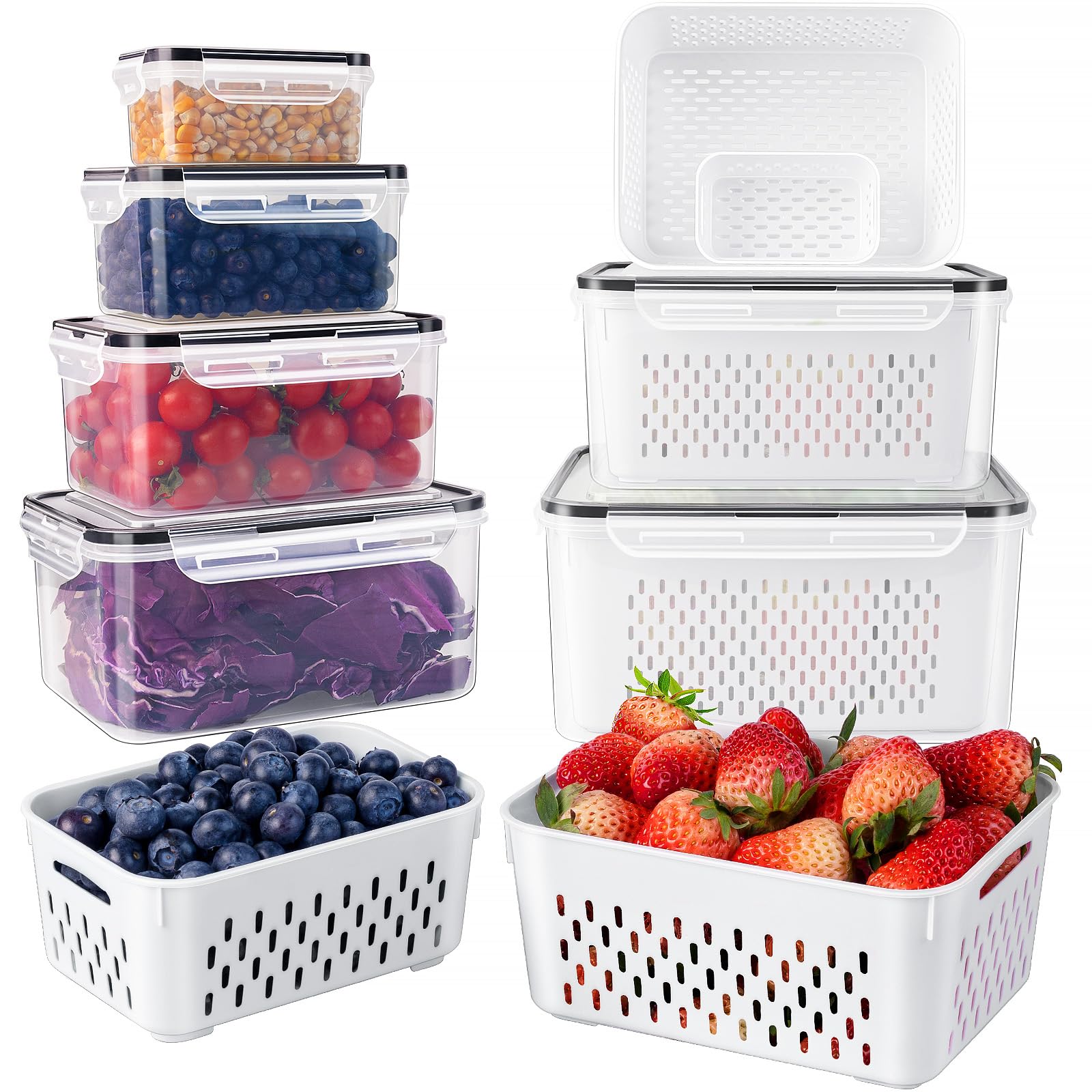 Freshmage front packaging showing 6-piece set and clear containers for organized storage