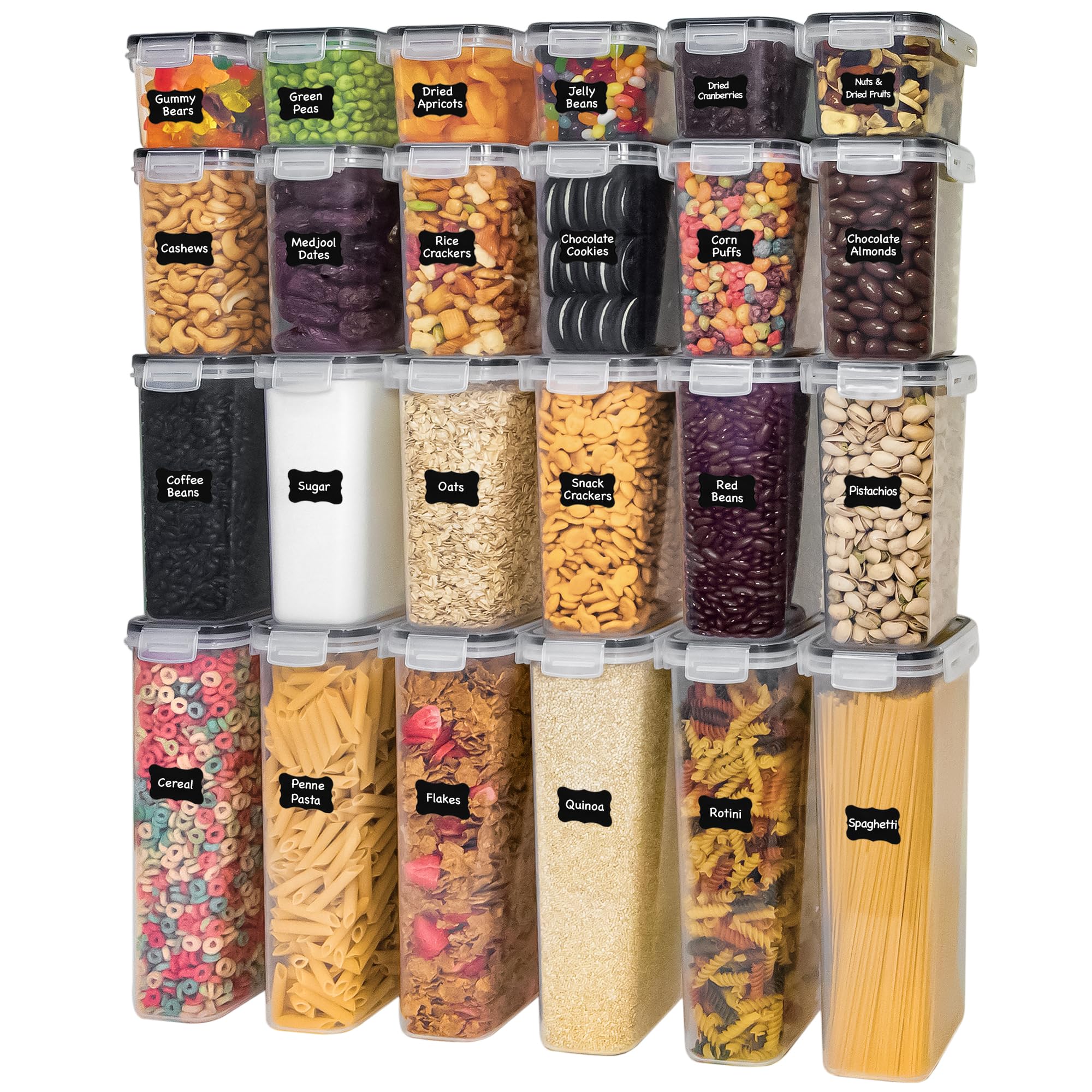 Freshware front view of 48pc set showing tidy pantry benefit