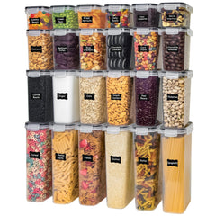 Freshware front view of 48pc set showing tidy pantry benefit