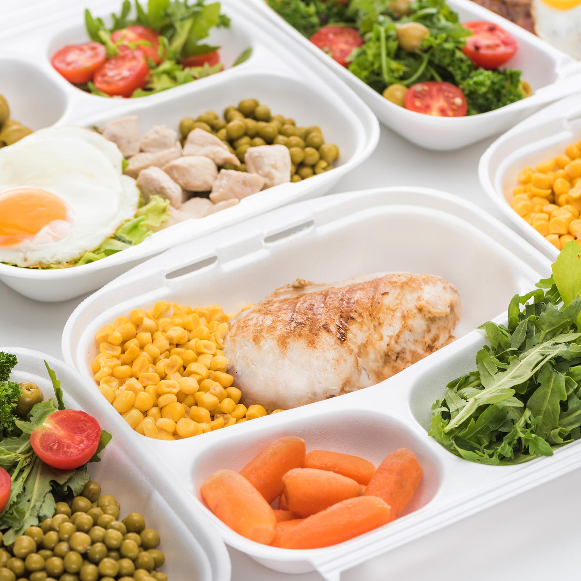 Freshware clamshell in microwave demonstrating microwave-safe reheating