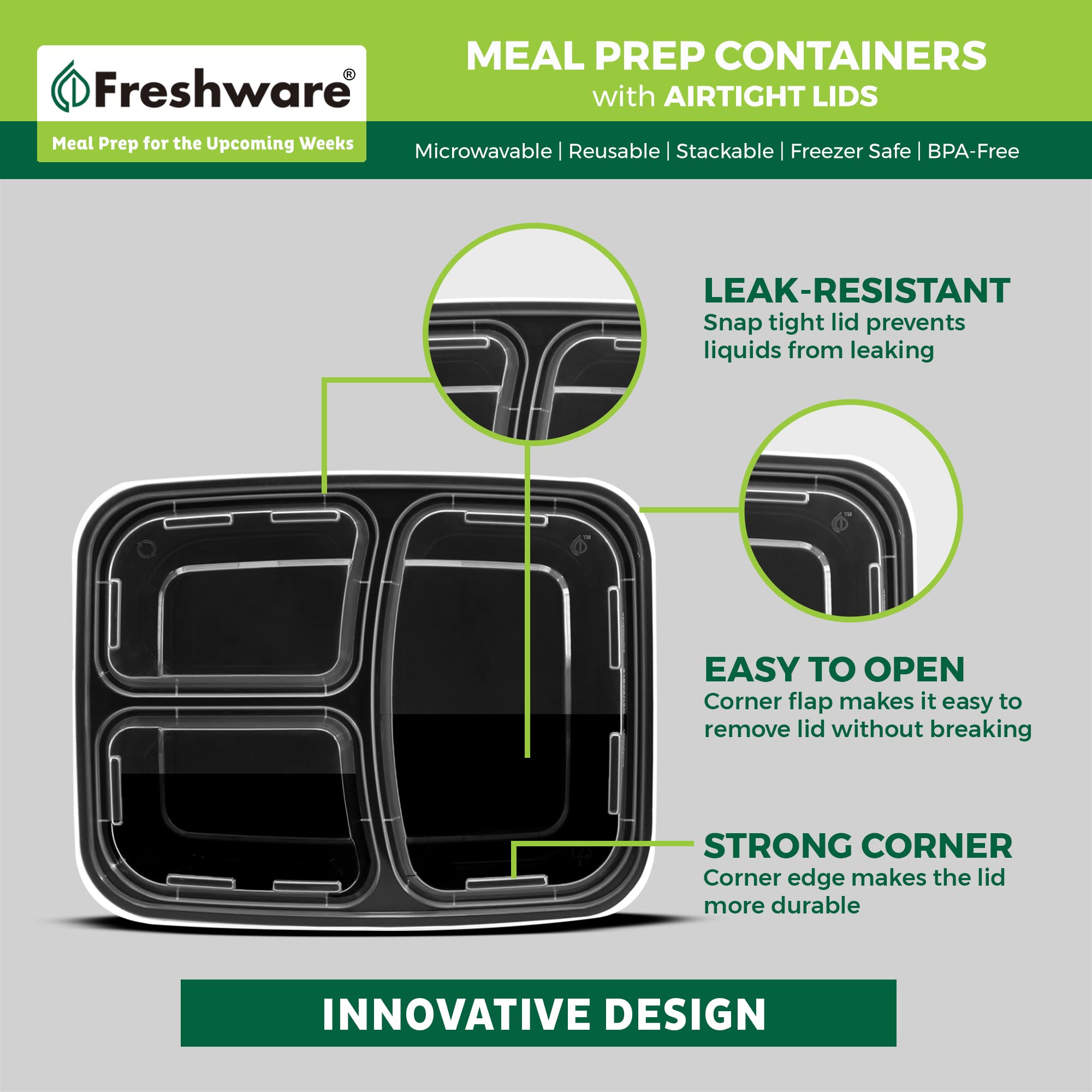 Freshware container in use as an office lunch showing convenience and portion control