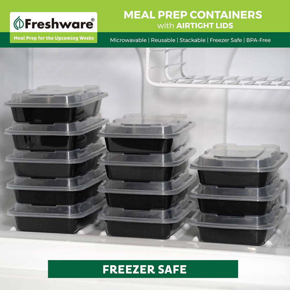 Freshware product label with dimensions showing clear volume information