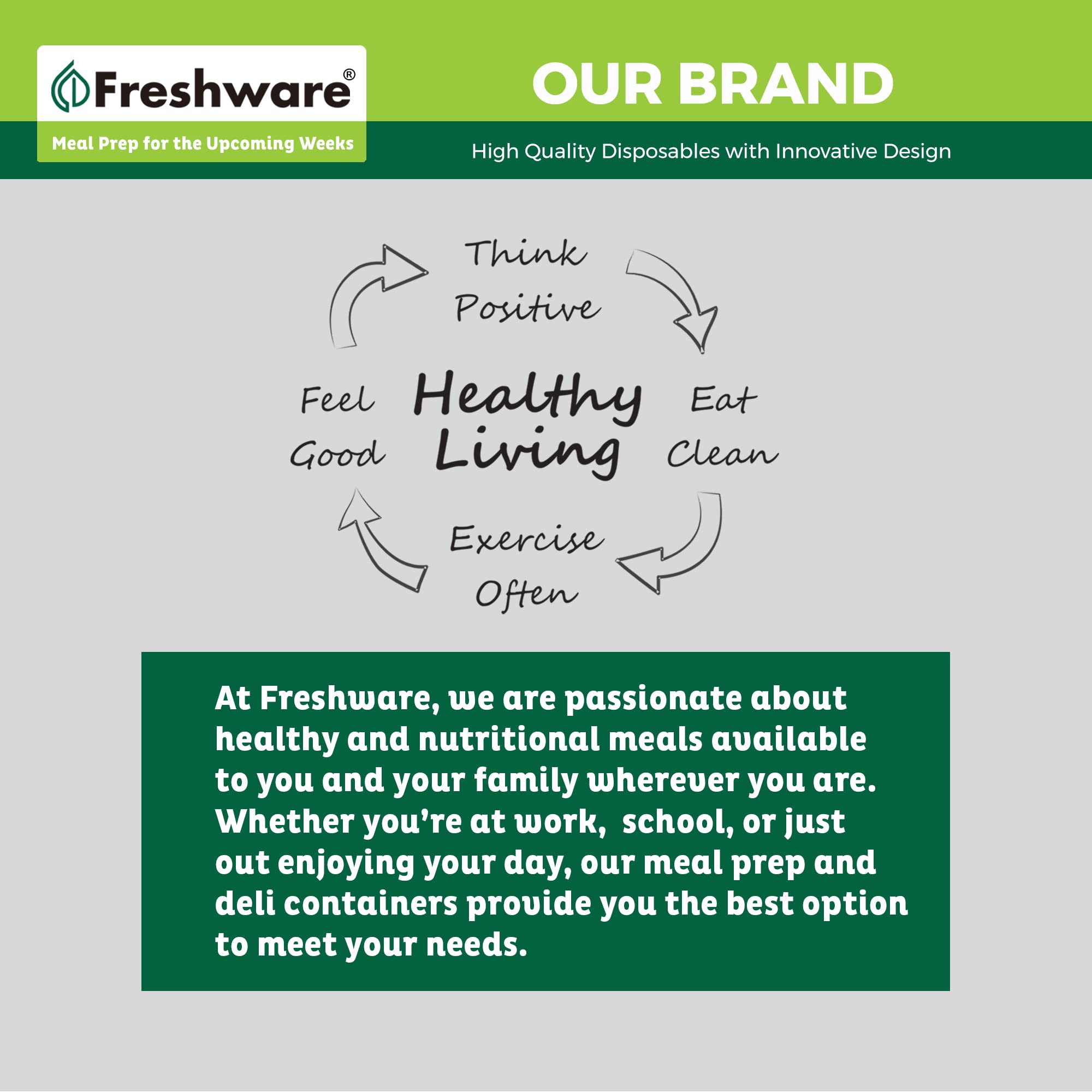 Freshware container packed in a lunchbox for portable meal prep
