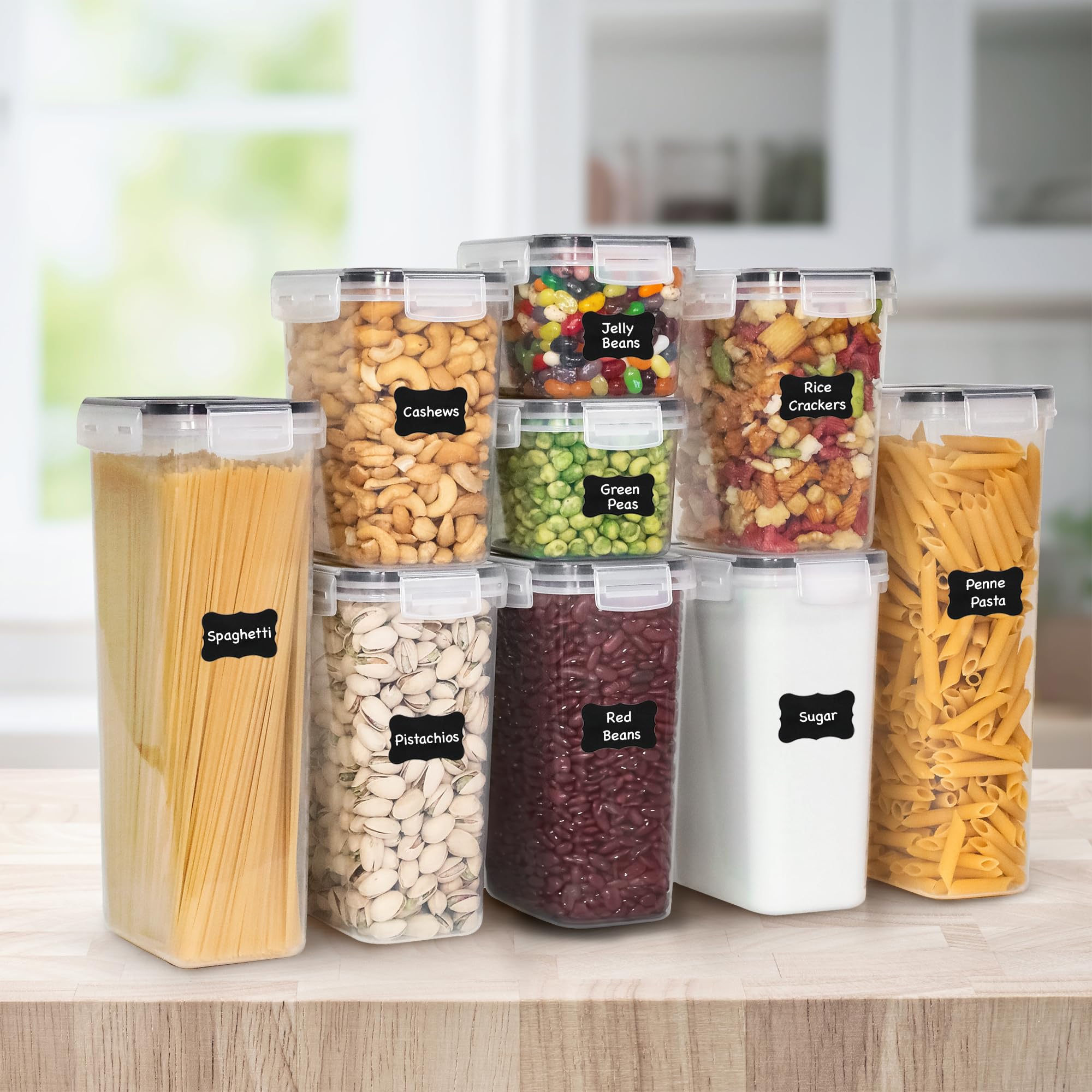 Freshware measuring cups and labels included for quick portioning