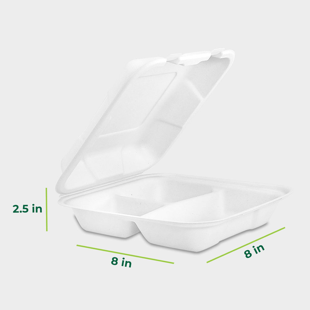 Freshware open clamshell top view showing three compartments and portioning