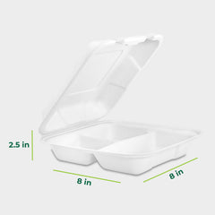 Freshware open clamshell top view showing three compartments and portioning