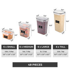 Freshware shot of four container sizes with volume markings for efficient storage