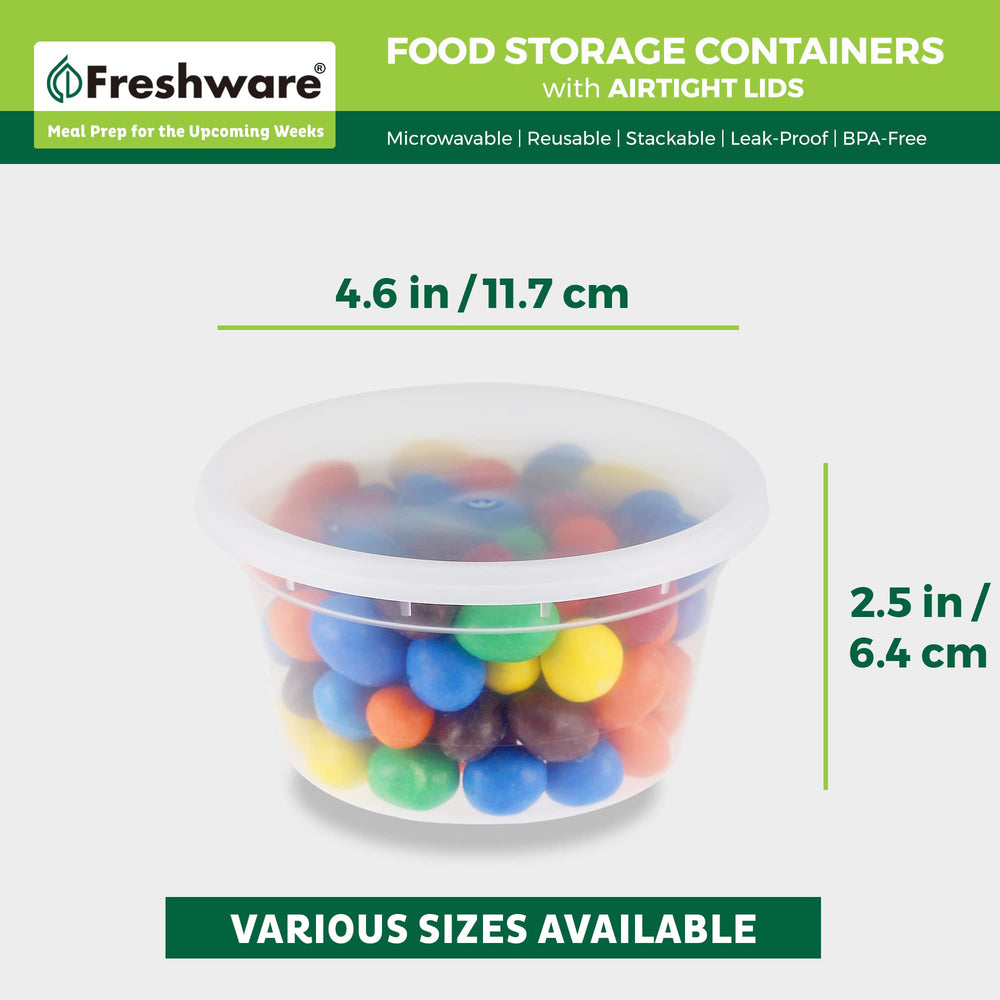 Freshware container with soup demonstrating microwave reheating convenience