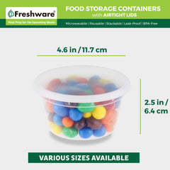 Freshware container with soup demonstrating microwave reheating convenience