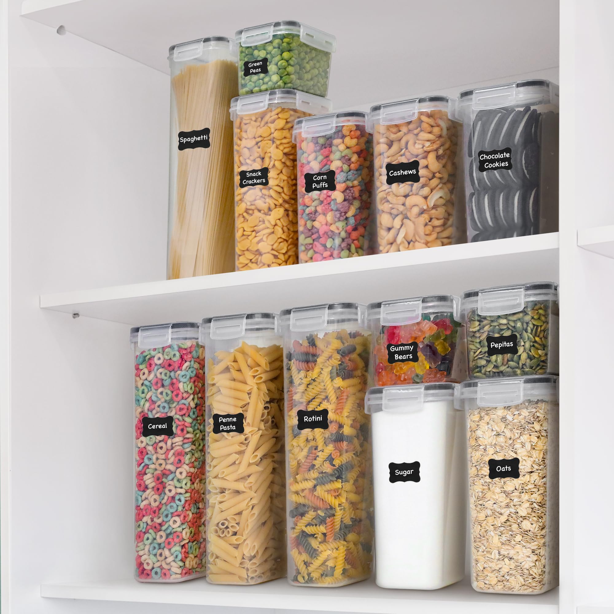 Freshware stacked containers on shelf demonstrating space saving