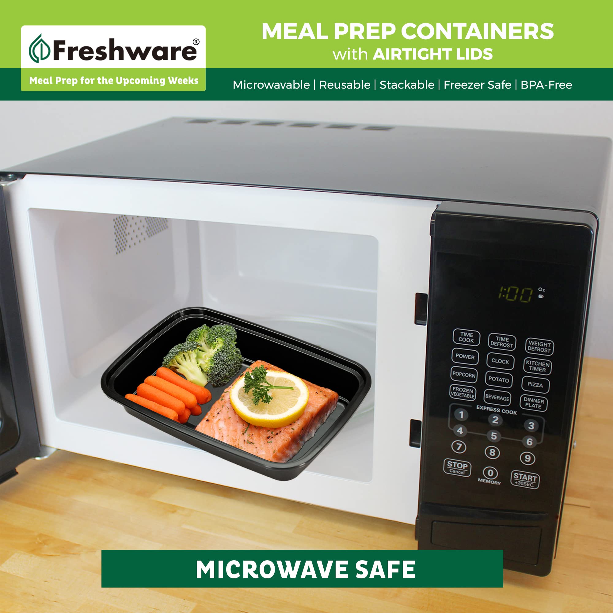 Freshware container filled with balanced meal showcasing portion control benefits