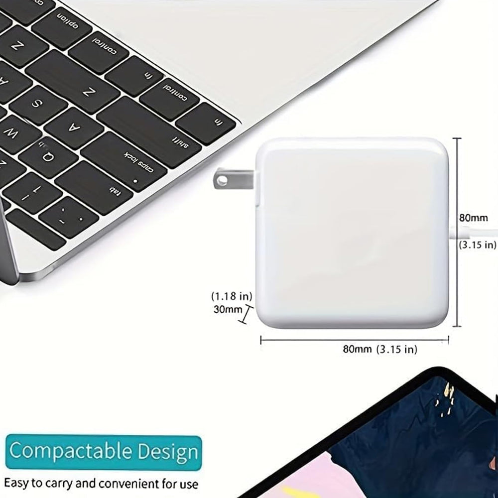 Fribug adapter plugged into MacBook demonstrating safe magnetic breakaway benefit