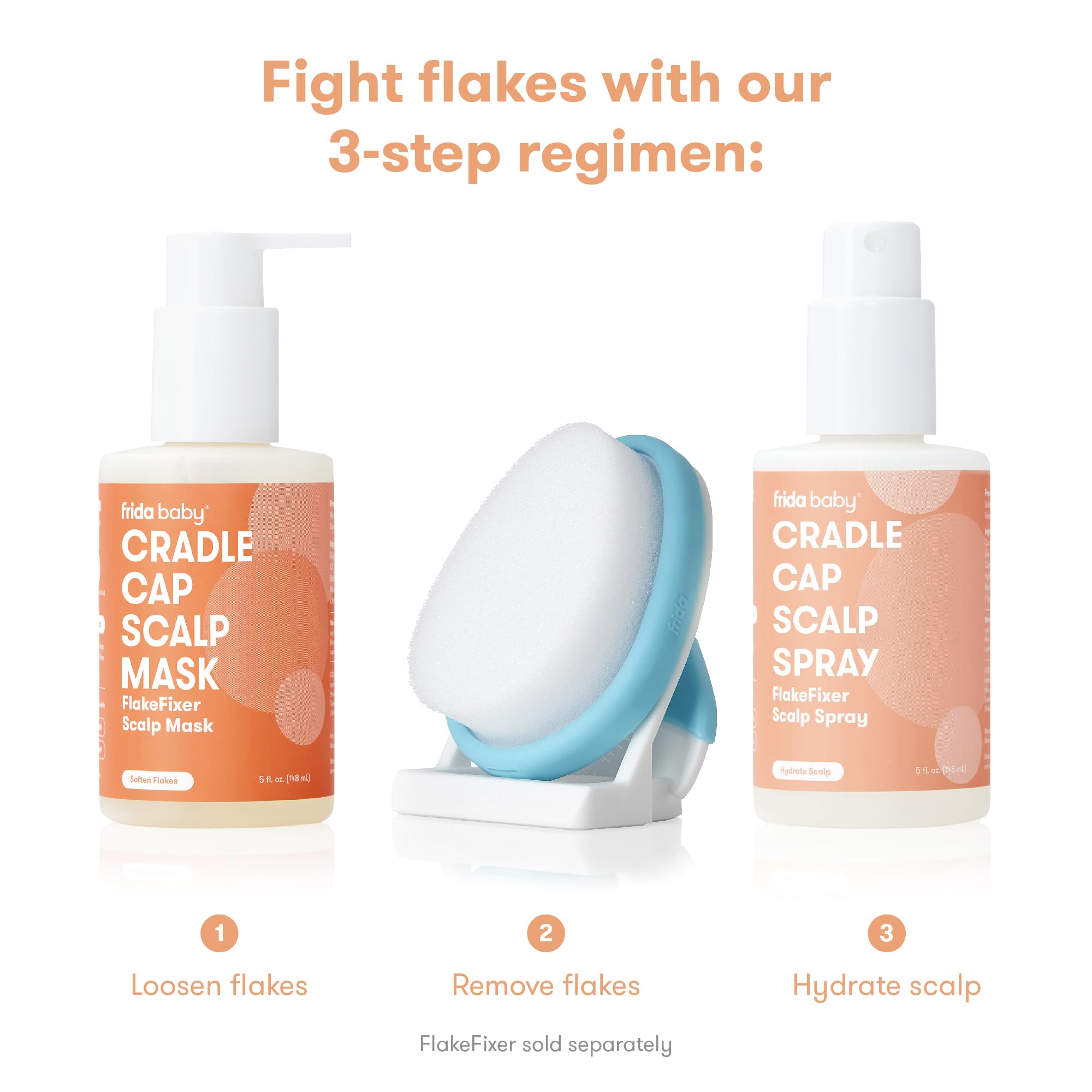 Frida Scalp Spray nozzle close-up illustrating easy hydration for baby scalp