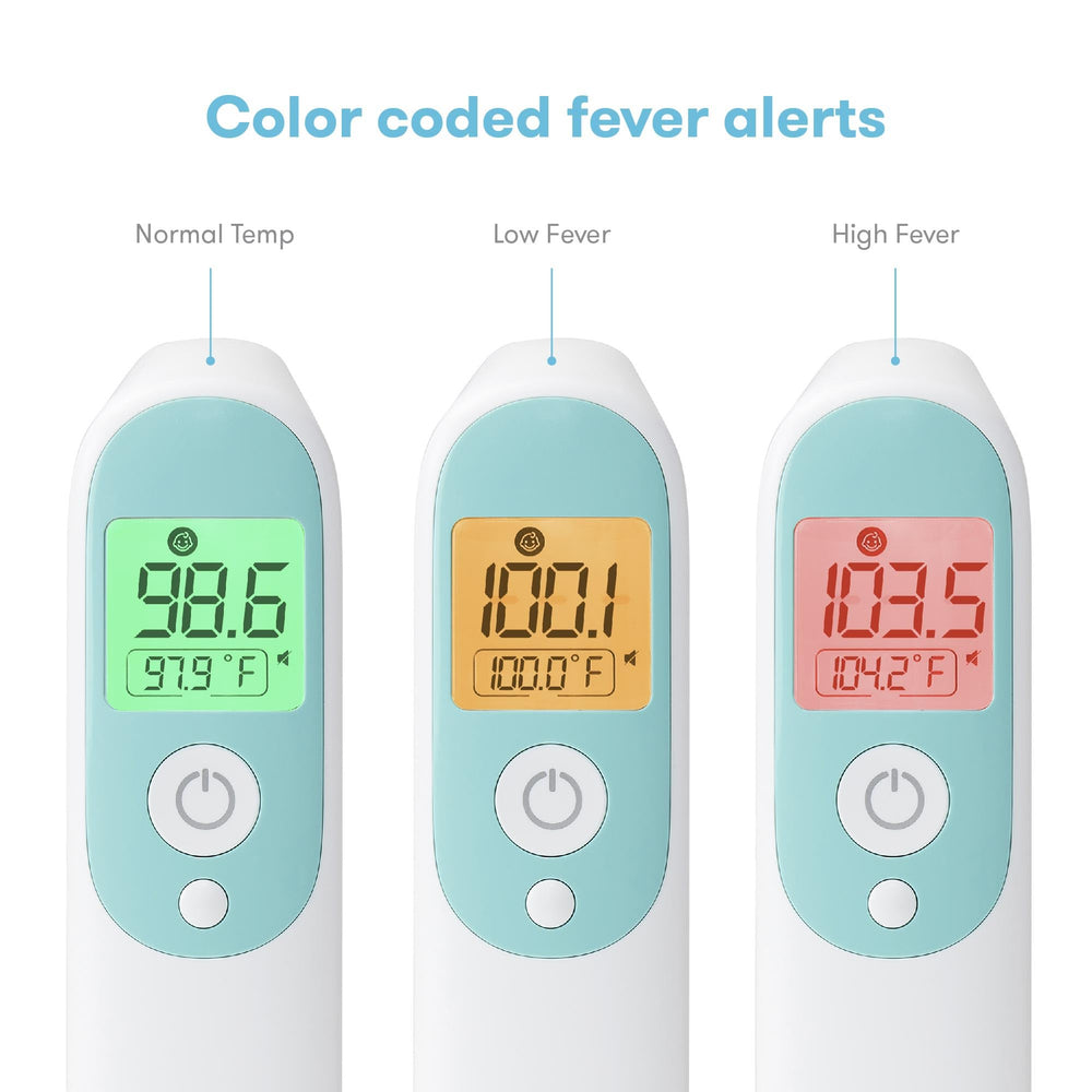 Frida Baby thermometer in hand using ear mode for fast checks