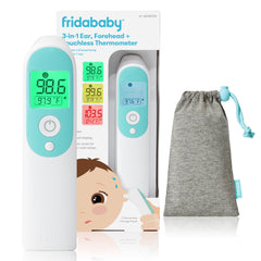 Frida Baby thermometer front view with buttons, quick and portable