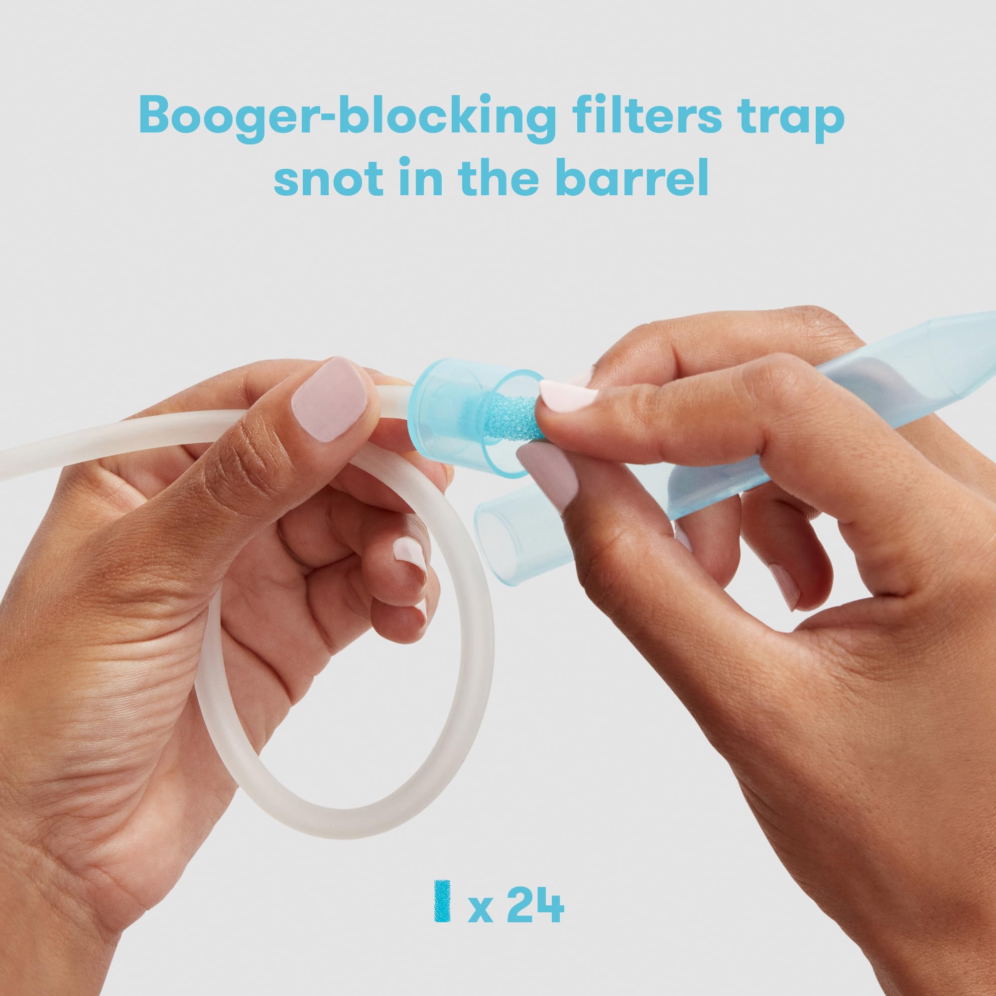 Frida NoseFrida clear tube and red mouthpiece texture for easy cleaning
