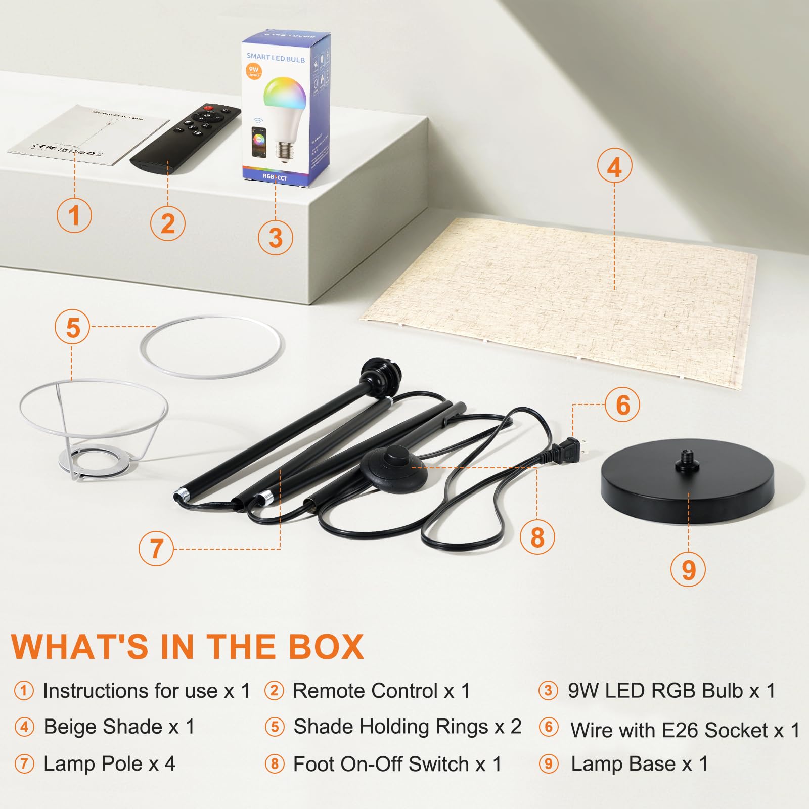 FRIDEKO HOME parts laid out to show easy tool-free assembly
