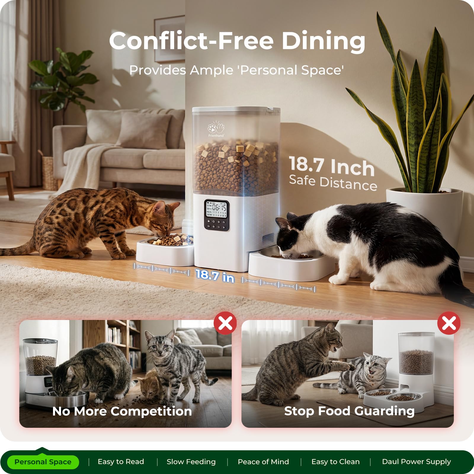 Frienhund top view of transparent 29-cup hopper for easy food-level monitoring